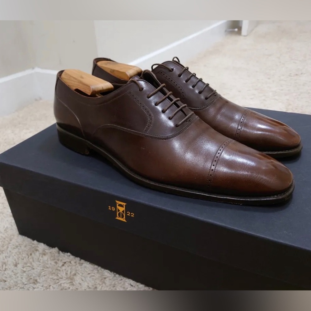 Salvatore Ferragamo Brown Leather Cap ToeOxford Dress Shoes Men's Size 11 D